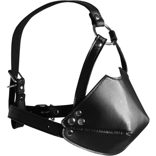 Ouch! Head Harness with Mouth Cover and Solid Ball Gag Black Cene