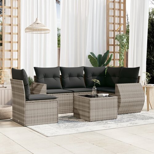 VidaXL 6-dijelni set vrtnih sofa od poliratana s jastucima svjetlosivi Slike