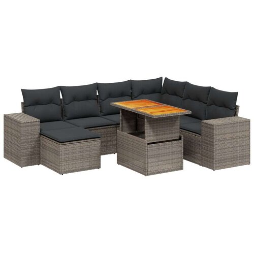 VidaXL 8-dijelni set vrtnih sofa od poliratana s jastucima sivi Slike