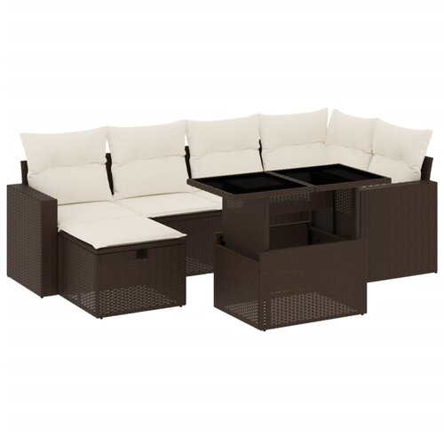 Maison Chic Seti vrtnega pohištva - Vrtna garnitura - Vrtni pohištvo set 7-delna z blazinami rjav poli ratan, (21801349) Cene