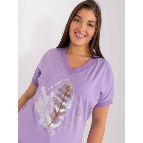 Fashion Hunters Light purple women's blouse plus size with short sleeves Cene