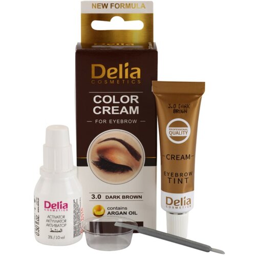 Delia Cosmetics Argan Oil boja za obrve nijansa 3.0 Dark Brown 15 ml Slike
