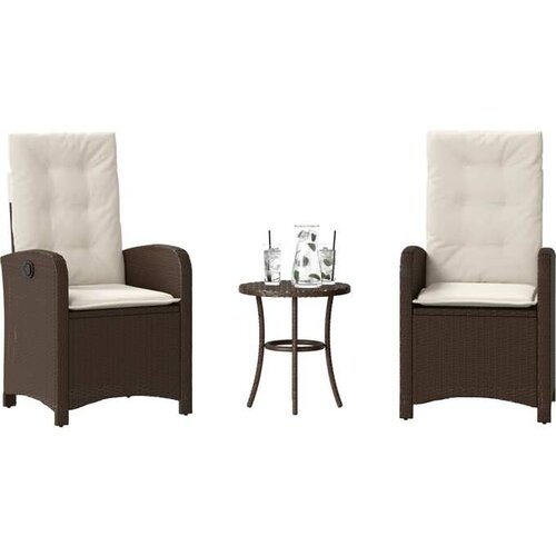 vidaXL 3-dijelni bistro set s jastucima smeđi od poliratana Cene