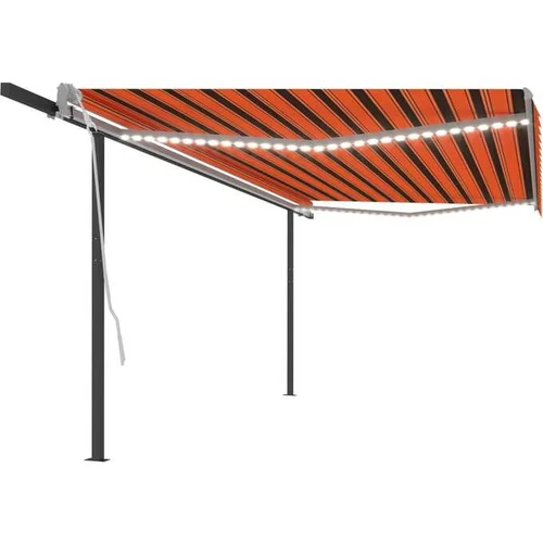  Ročno zložljiva tenda z LED lučkami 5x3 m oranžna in rjava