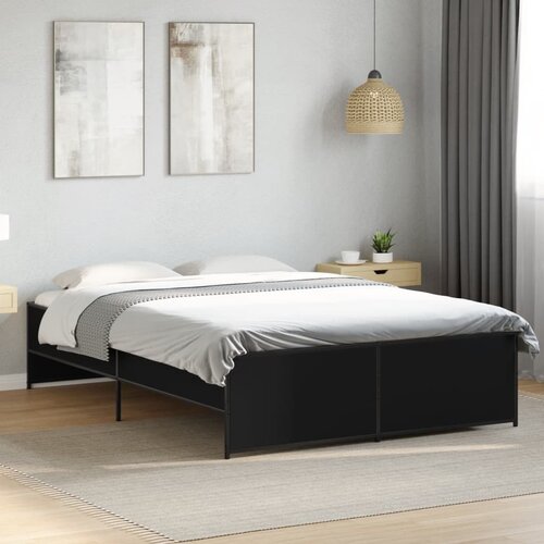 VidaXL Okvir kreveta crni 120 x 200 cm od konstruiranog drvo i metal Slike