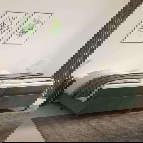  Box spring posteljni okvir temno zelen 200x200 cm žamet, (20684197) Slike
