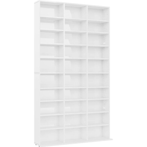 Maison Chic Omarca za CD - CD stojalo - CD regal plo&amp;scaron;če visok sijaj bela 102x16x177,5 cm les, (21673959) Slike