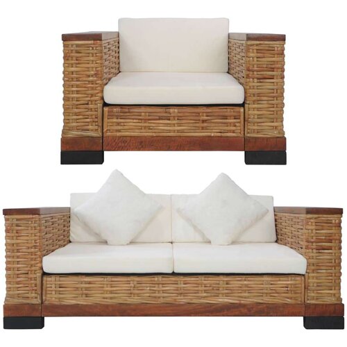 vidaXL 2-dijelni set sofa od prirodnog ratana s jastucima Cene