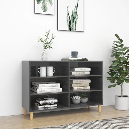 VidaXL Komoda visok sijaj siva 103,5x35x70 cm iverna plo&amp;scaron;ča Slike