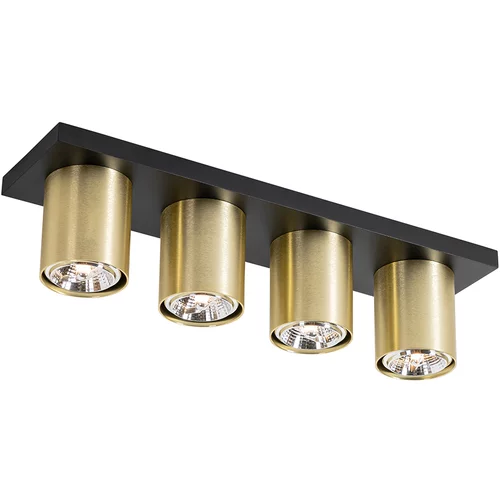 QAZQA Moderni stropni reflektor črn z zlatom 4-light - Tubo