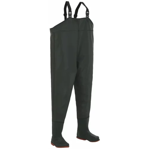 vidaXL Ribiške hlače s škornji zelene velikost 43
