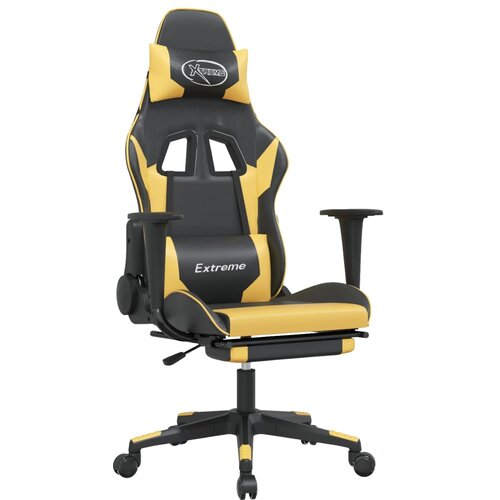 VidaXL Gaming stol z oporo za noge črno in zlato umetno usnje, (21152279) Slike