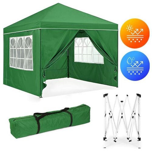 Multi Garden ba&scaron;tenski &scaron;ator/paviljon 3 &times; 3 m, automatski rasklopiv, zeleni, sa 4 bočne stranice Cene