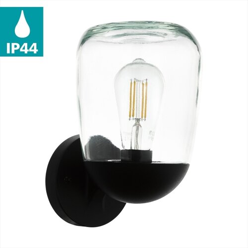 Eglo donatori spoljna zidna lampa/1, e27, 60w, ip44, aluminij/staklo/crna Slike