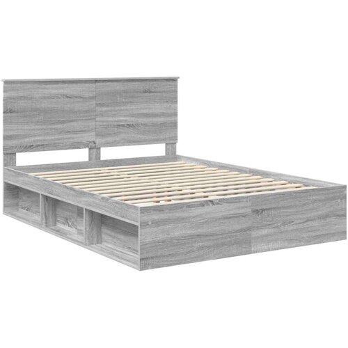  Okvir za krevet s uzglavljem Siva Sonoma 150 x 200 cm Slike