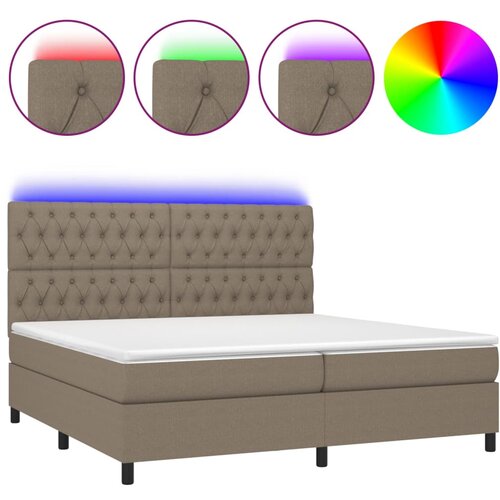 vidaXL Krevet box spring s madracem LED smeđesivi 200x200 cm tkanina Cijene