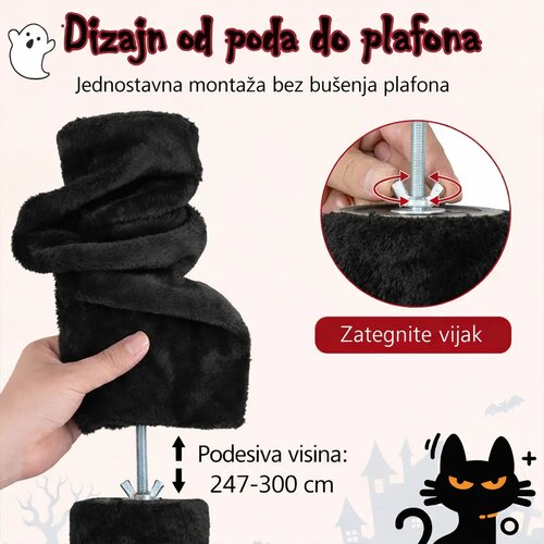  Maca Halloween penjalica i grebalica za Mačke do plafona 300cm Crna Slike