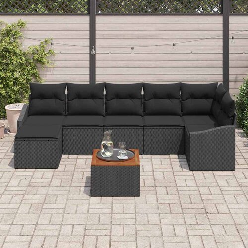  Sjedeća garnitura za vrt 8 kom. Crna poliratan 288,5 x 123,5 x 69 cm Slike