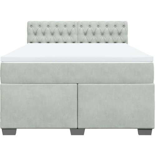 VidaXL Krevet s oprugama i madracem svjetlosivi 140x190 cm bar&amp;scaron;unasti Slike