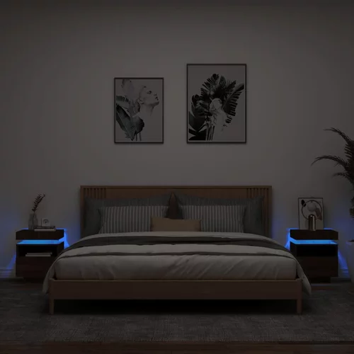  Noćni ormarići s LED svjetlima 2 kom boja hrasta 40x39x48,5 cm