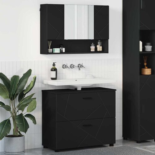 vidaXL Set namještaja za kupaonicu Zidne 2 pcs Crna 76.5 x 35 x 64 cm Cene