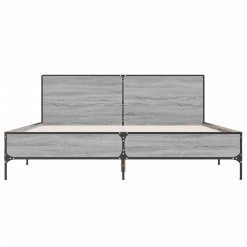  Okvir za krevet boja hrasta 120x190cm konstruirano drvo i metal Siva 120 x 190 cm Slike