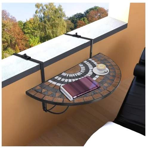  Viseča balkonska miza terakota in bela mozaik