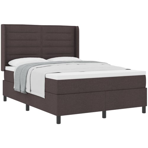 VidaXL Postelja z vzmetnico Temno rjava 140x190 cm Tkanina, (22052197) Slike