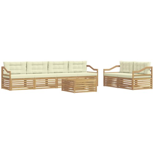 vidaXL Zunanja garnitura za sedenje 7 pcs Bela in krem Poliester, (5000279503) Cene