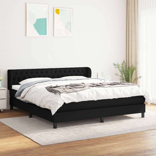  Box spring postelja z vzmetnico črna 180x200 cm blago, (20791604) Slike