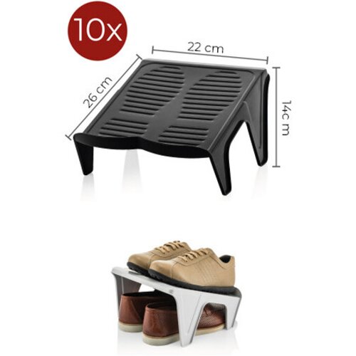 WALLXPERT Set polica za cipele 08007-10, 24,4x22x14,2cm, 10 dijelova, Crni Cijene