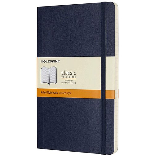 Moleskine Beležnica LG mehke platnice, saphirno modra &amp;ndash; črte Slike