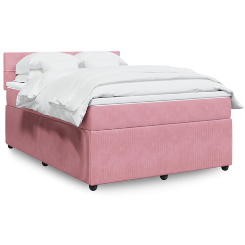 vidaXL Box spring postelja z vzmetnico roza 140x200 cm žamet Cene