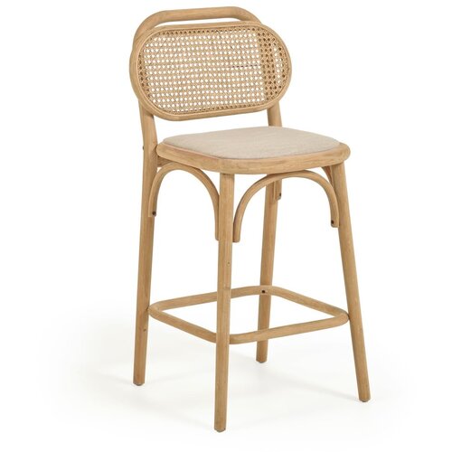 Kave Home Barska stolica od punog hrasta u prirodnoj boji (visine sjedala 65 cm) Doriane &amp;ndash; Slike