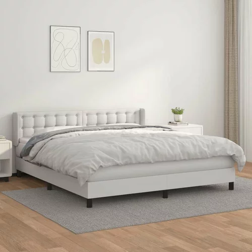  Box spring postelja z vzmetnico bel 160x200 cm umetno usnje, (20898783)