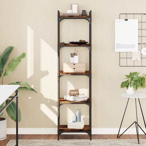 VidaXL Knjižna omara 5-nadstropna dimljen hrast 40x30x154 cm inž. les Slike