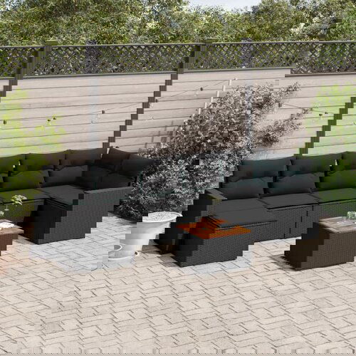 vidaXL 8-dijelni set vrtnih sofa od poliratana s jastucima crni Cijene