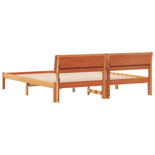 Krevetna konstrukcija Smeđa 200 x 200 cm Čvrsto borovo drvo Slike