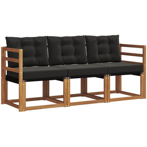  Set vanjskih sofa s jastukom 3 pcs Prirodna i crna Slike