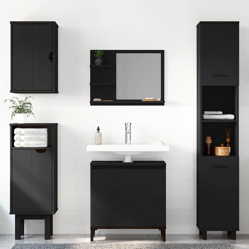  Kupaonsko ogledalo crno 60 x 10,5 x 45 cm konstruirano drvo Cijene