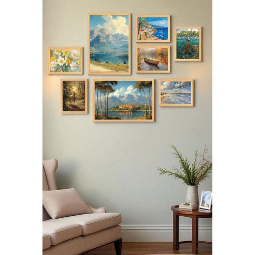 WALLXPERT Myk3026 Cicek Multicolor Decorative Framed MDF Painting (8 Pieces) Slike