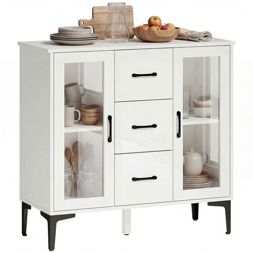 HOMCOM predalnik MDF, steklo 90D x 38&Scaron; x 86V cm Bel, (5000242521) Cene