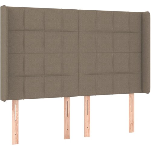 Maison Chic posteljno vzglavje - vzglavna omarica - nočna omarica z u&amp;scaron;esi taupe 147x16x118/128 cm blago, (21711482) Slike