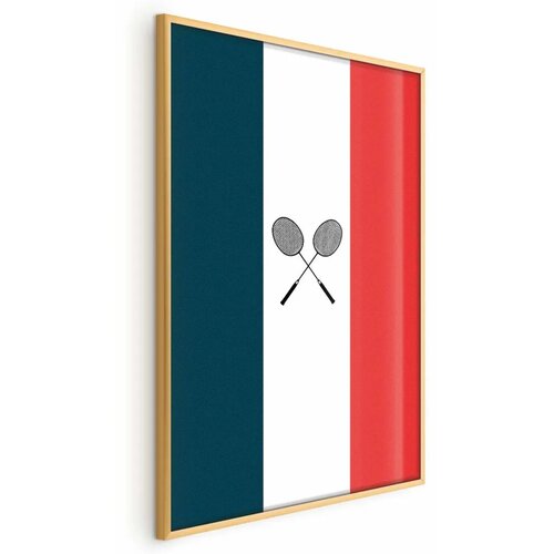  Plakat - French Flags and Black Badminton Rackets 60x90 Zlatni okvir Cene