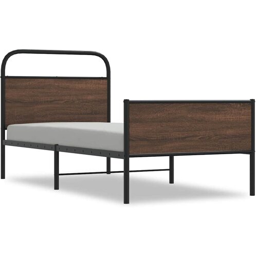 Maison Chic Posteljni okvir - Enojna postelja - Postelja za odrasle brez vzmetnice 100x200 cm rjav hrast inž. les-J6481, (21762054) Slike