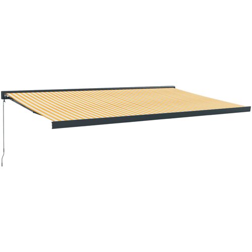 VidaXL Zložljiva tenda rumena in bela 5x3 m blago in aluminij, (20760165) Slike