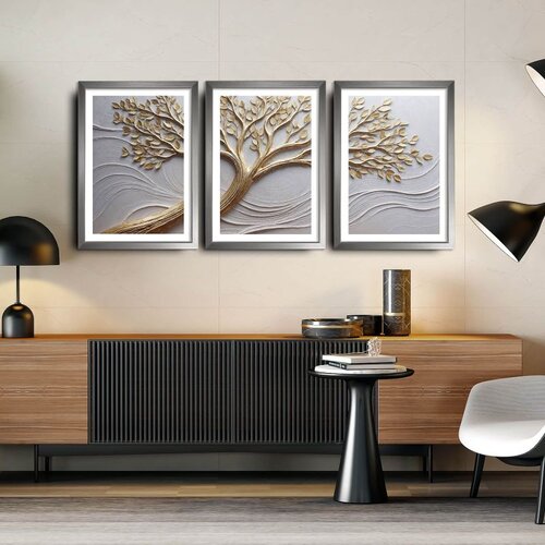 WALLXPERT Ukrasne uramljene slike, 38x53cm, 3 komada, Šarene Cene