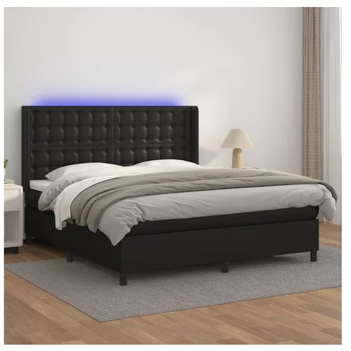  Boxspring posteľ s matracom a LED čierny 160x200 cm umelá koža