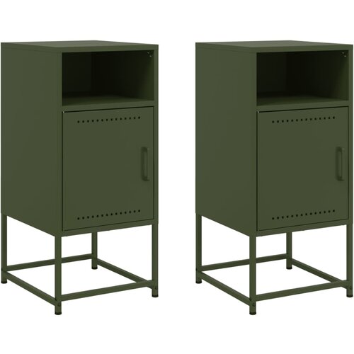 Maison Chic Dvo delni komplet Nočne omarice - Nočne mize olivno zelena 36x39x78 cm jeklo, (21688895) Slike