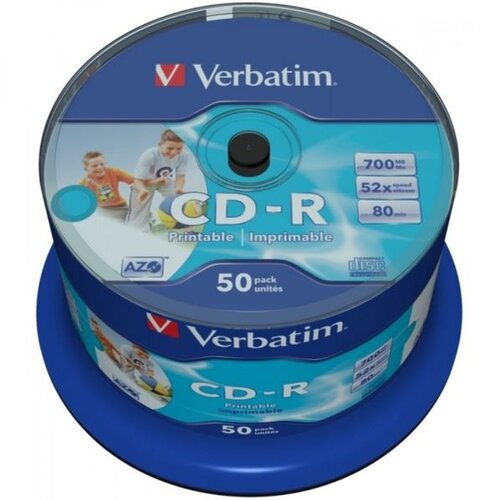 Verbatim CD-R 52x 700MB Full Surface White Printable, 50 kom Cene